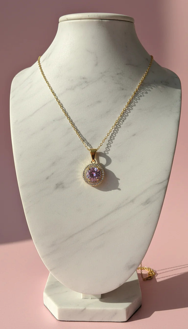 Pink Crystal Pendant Necklace