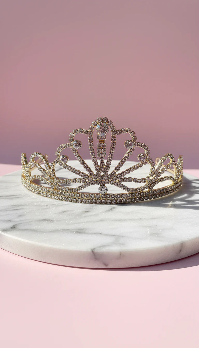 Wavey Layered Crystal Wedding Bridal Tiara Crown