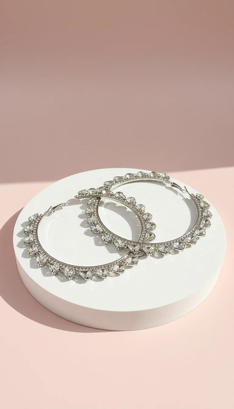 Baroque Crystal Hoop Earrings