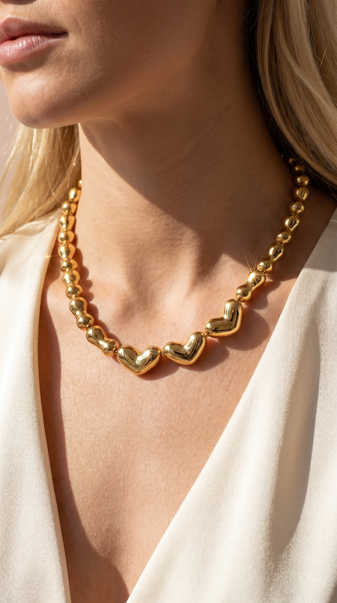 Melted Bubble Heart Chain Necklace