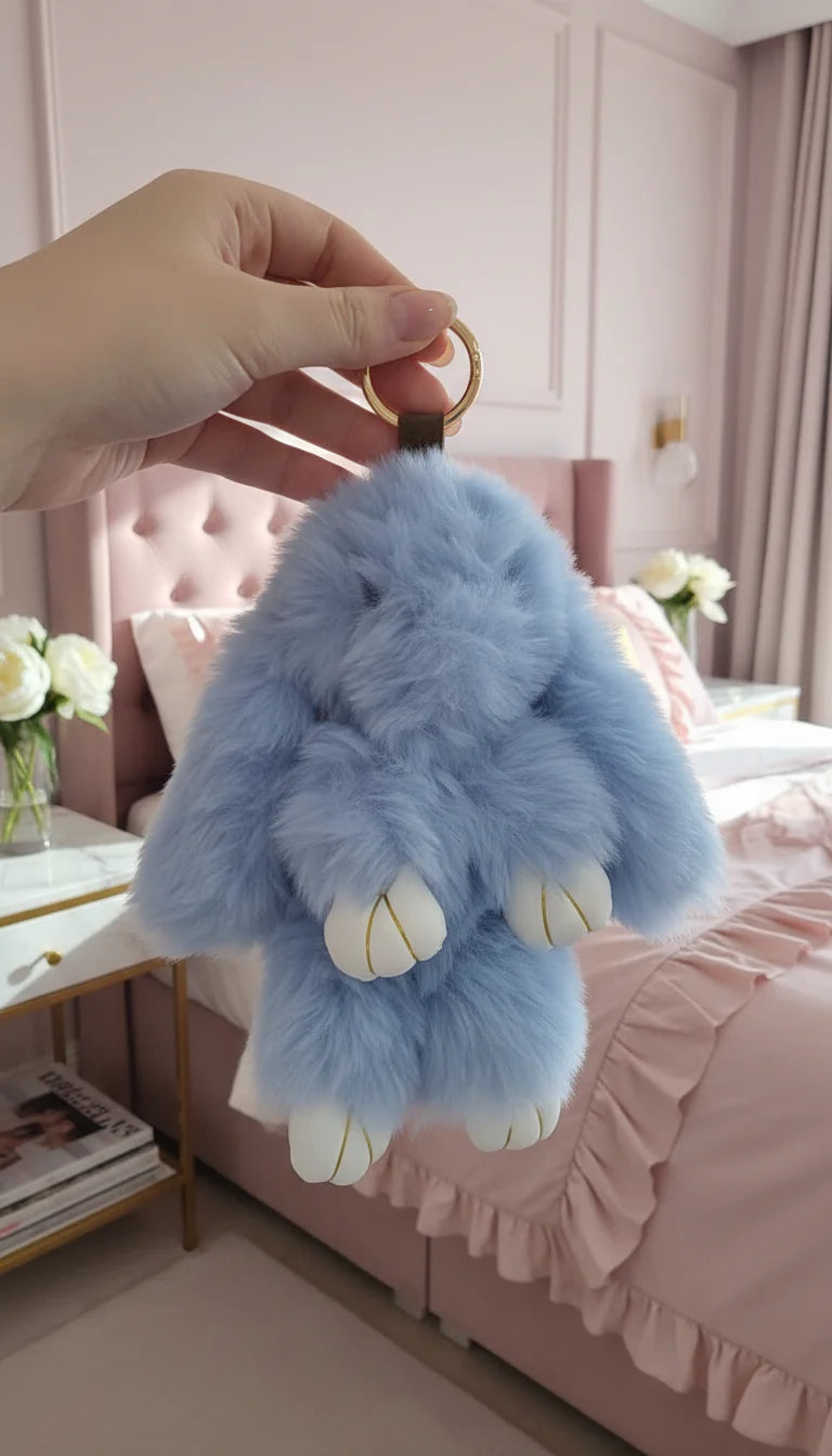 Pack Of 10 Fluffy Bunny Key Ring & Bag Charms