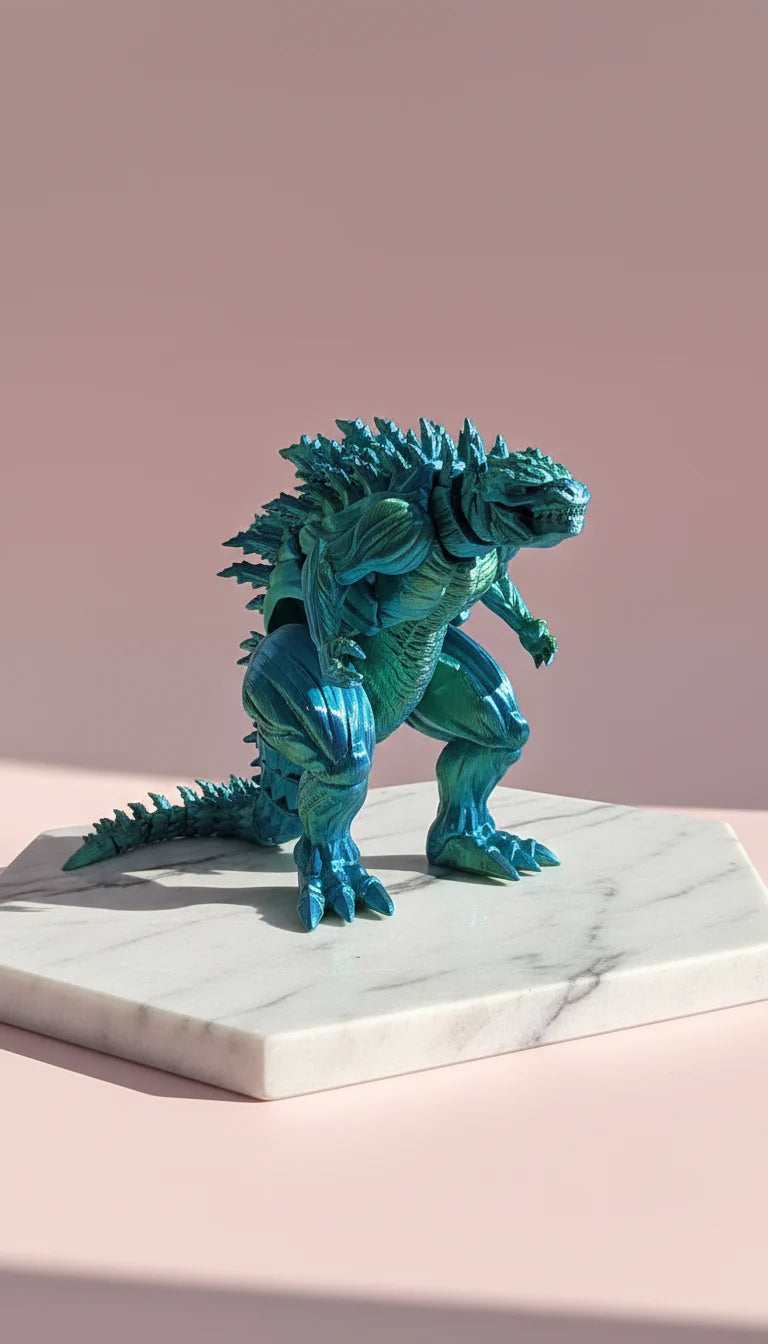 3D Printed Articulated Fantasy Standing Dragon Figurine: Bioplastic
