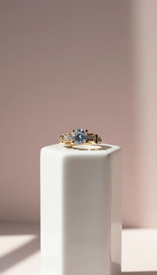 Solitaire Crystal Ring Gold Box set of 12