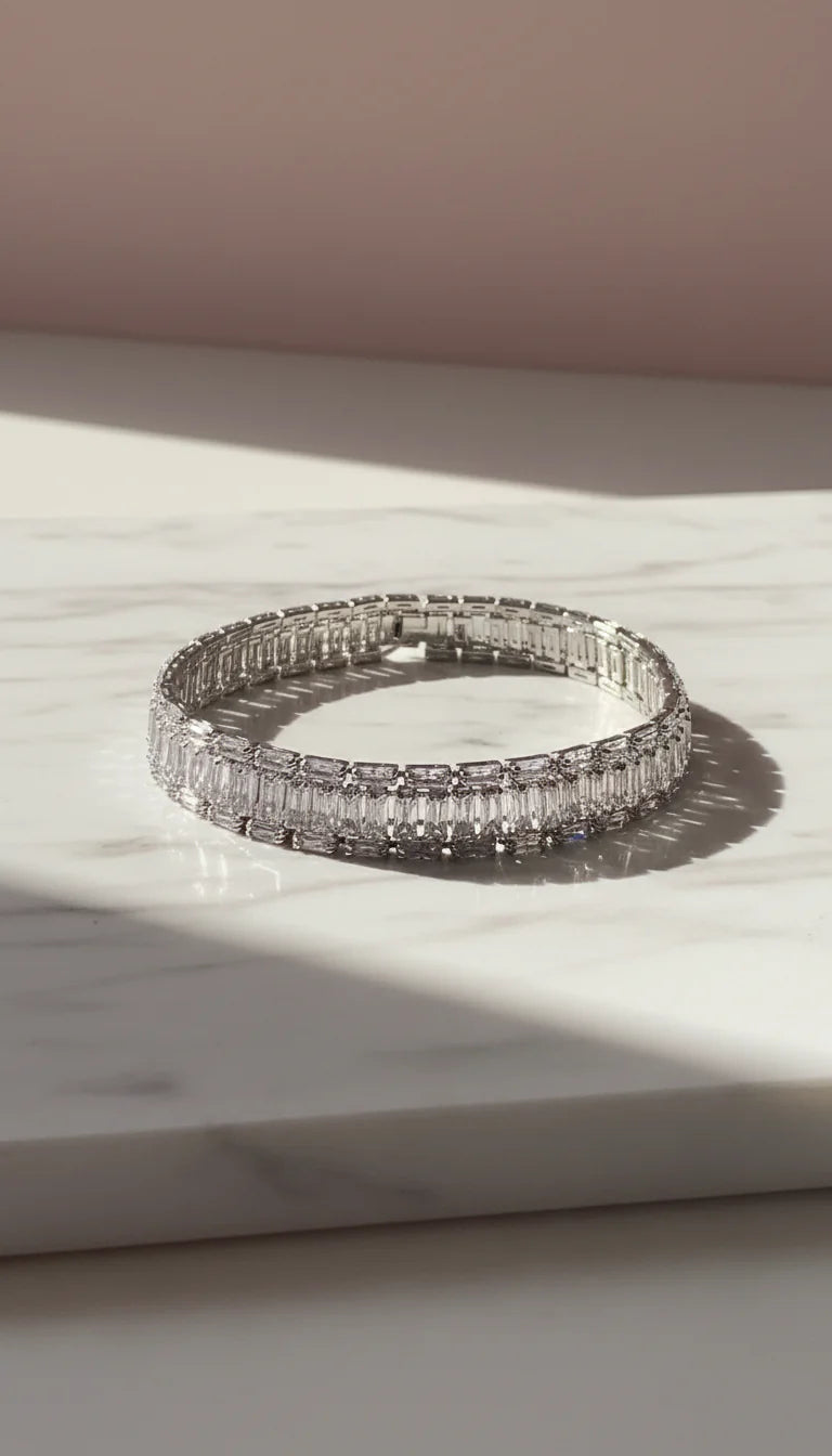 Baguette Cut Crystal Tennis Bracelet