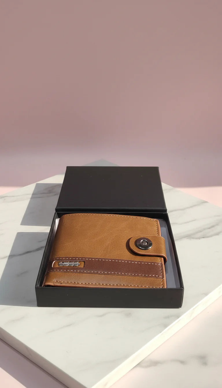 Two Tone Men's Wallet With Gift Box