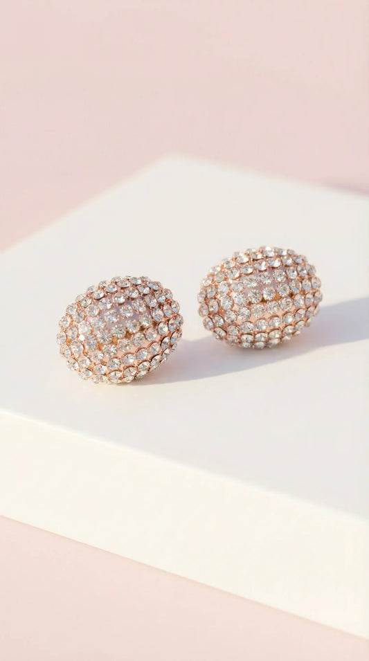 Oval Crystal Non Pierced Clip On Earrings