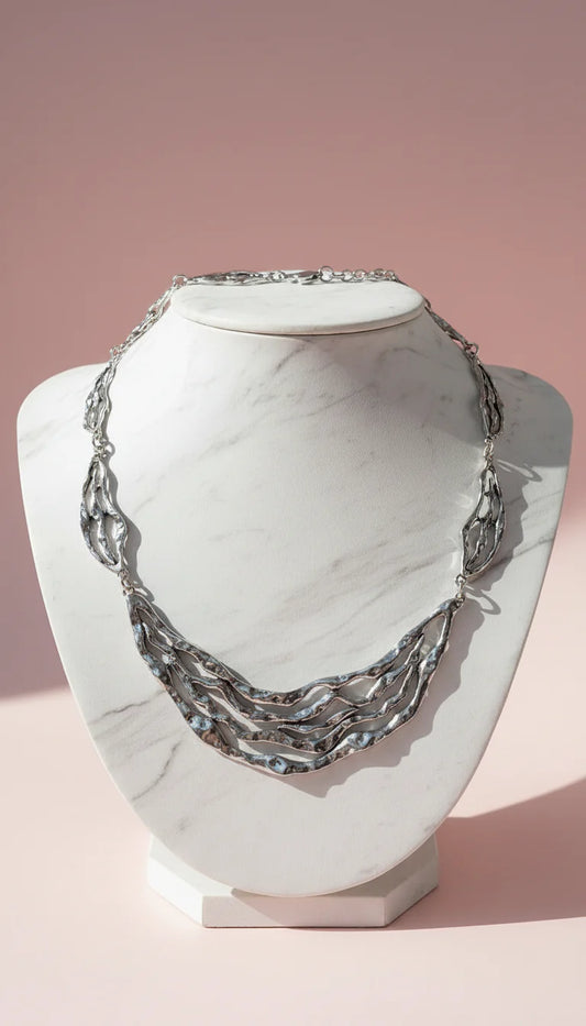 Silver Abstract Cut Out Collar Necklace