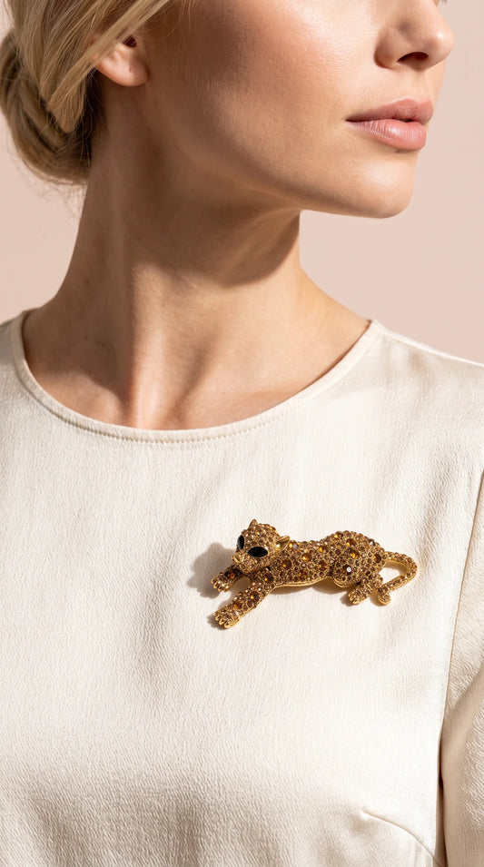 Crystal Leopard Statement Brooch Pin
