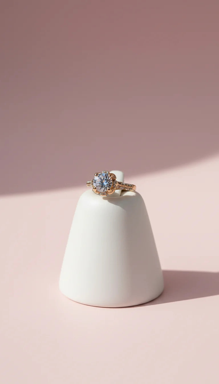 Gold Solitaire Round Cut Crystal Ring Gold Box set of 12