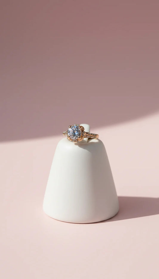 Gold Solitaire Round Cut Crystal Ring Gold Box set of 12