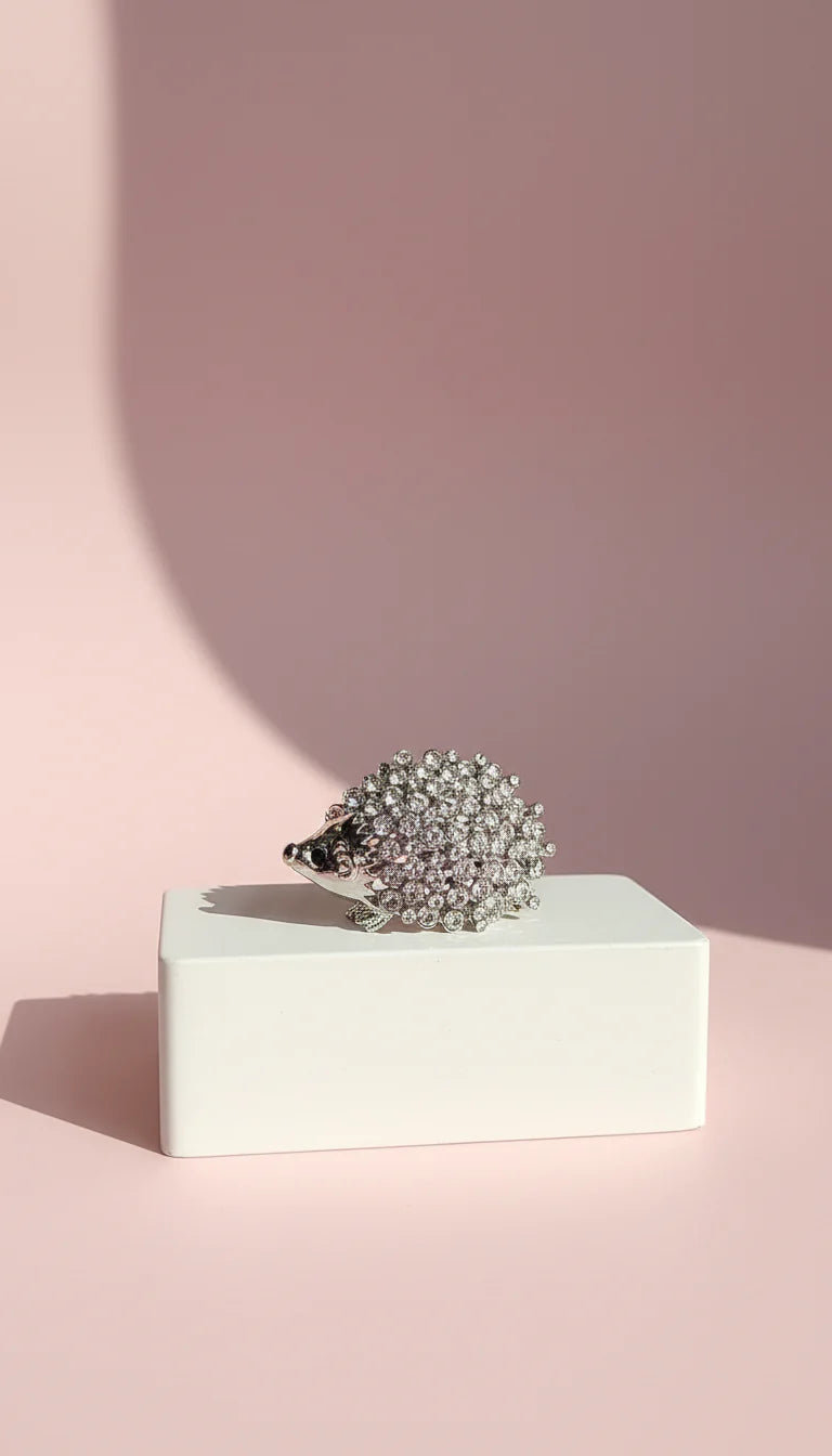 Hedgehog Animal Crystal Brooch Pin