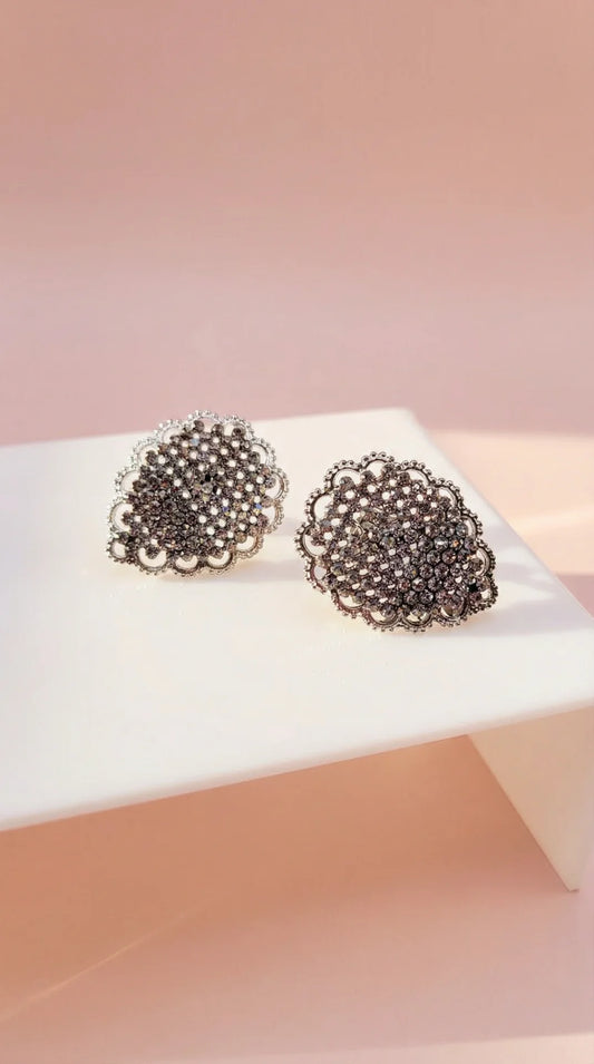 Curved Crystal Non Pierced Clip On Earrings