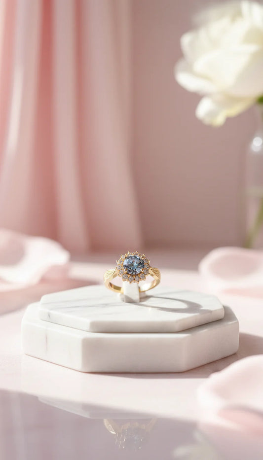 Round Cut Crystal Ring Gold Box set of 12