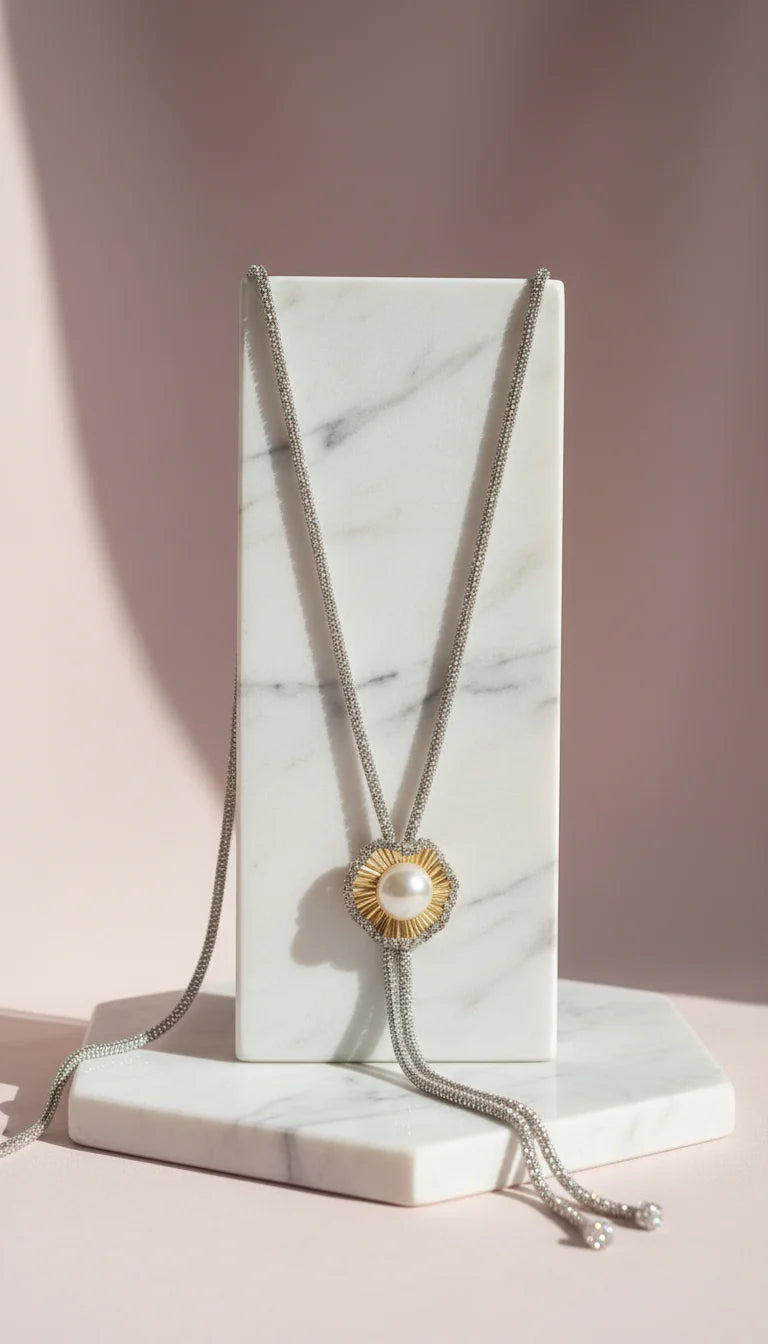 Elixir Collection Long Flower Crystal Necklace