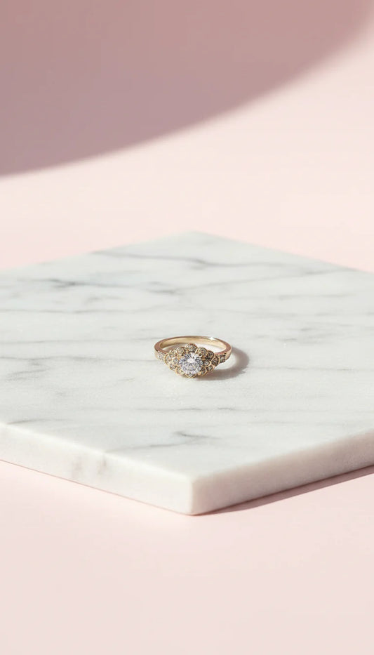 Mini Cluster Crystal Ring Gold Gold Box set of 12