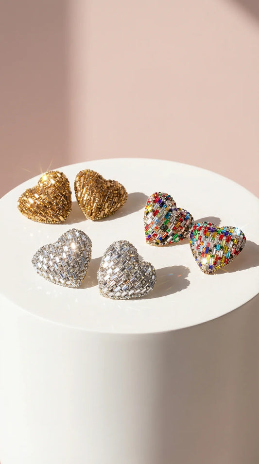 Elixir Collection Maxi Curved Heart Crystal Stud Earrings