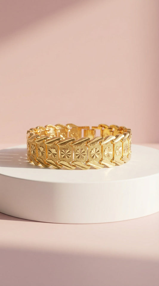 24k Gold Plated Flower Link Bracelet