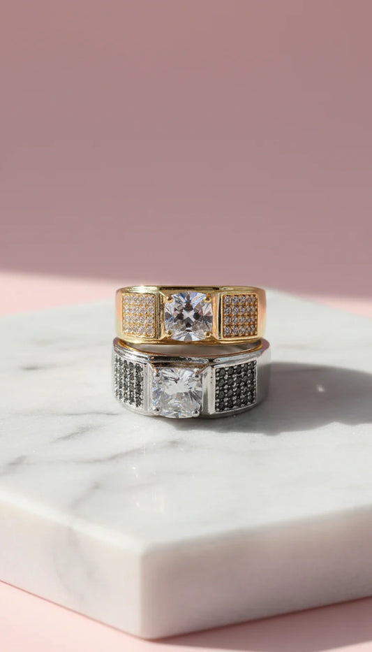 Men's Round Cut Crystal Box Set of 12 Rings