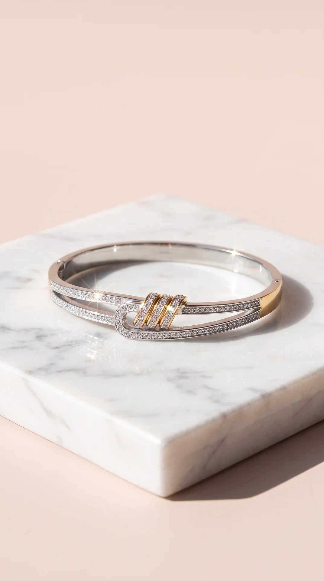 Cubic Zirconia Knot Bangle Bracelet