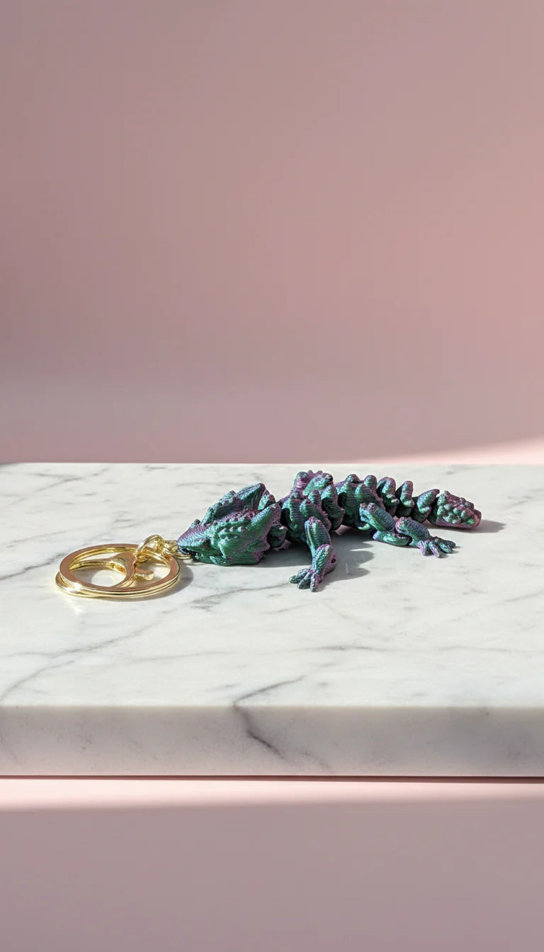 3D Printed Articulated Fantasy Dragon : Bioplastic Fidget Key Ring