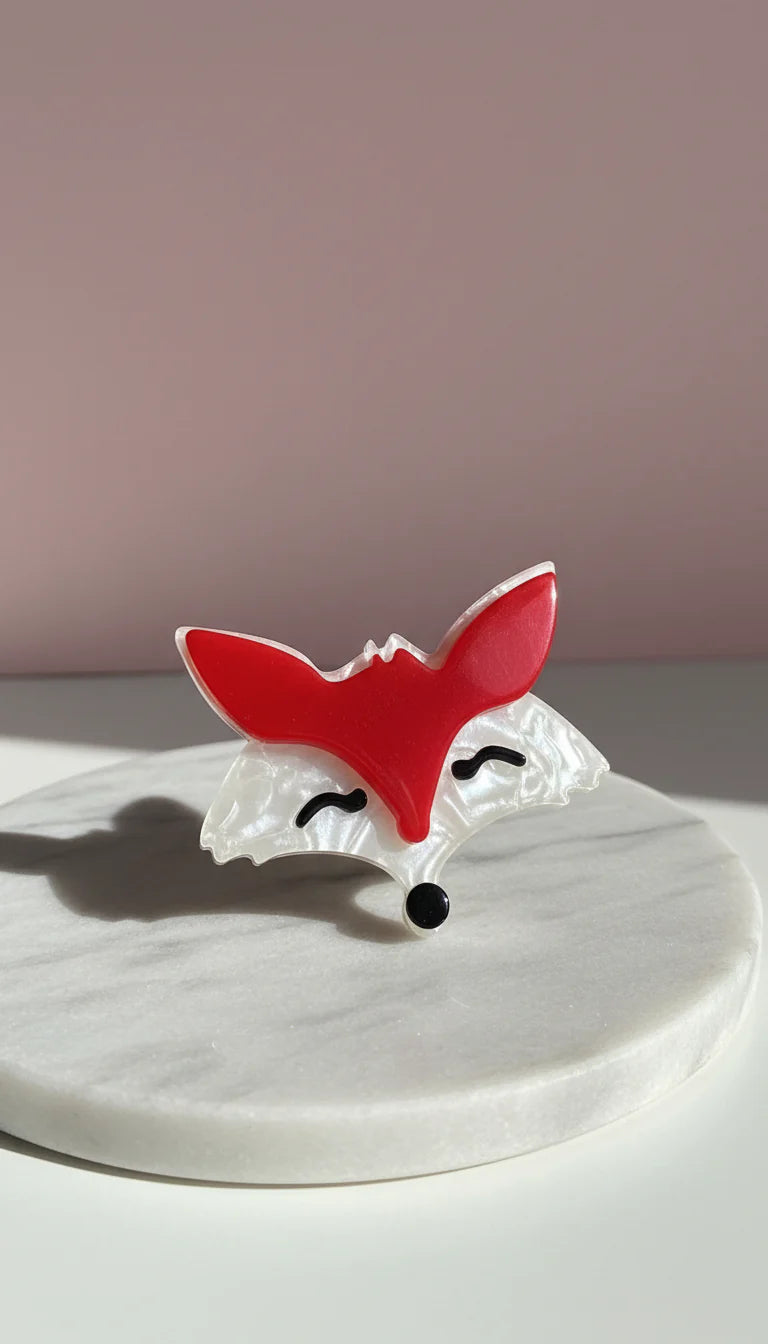 Acrylic Glossy Fox Face Brooch