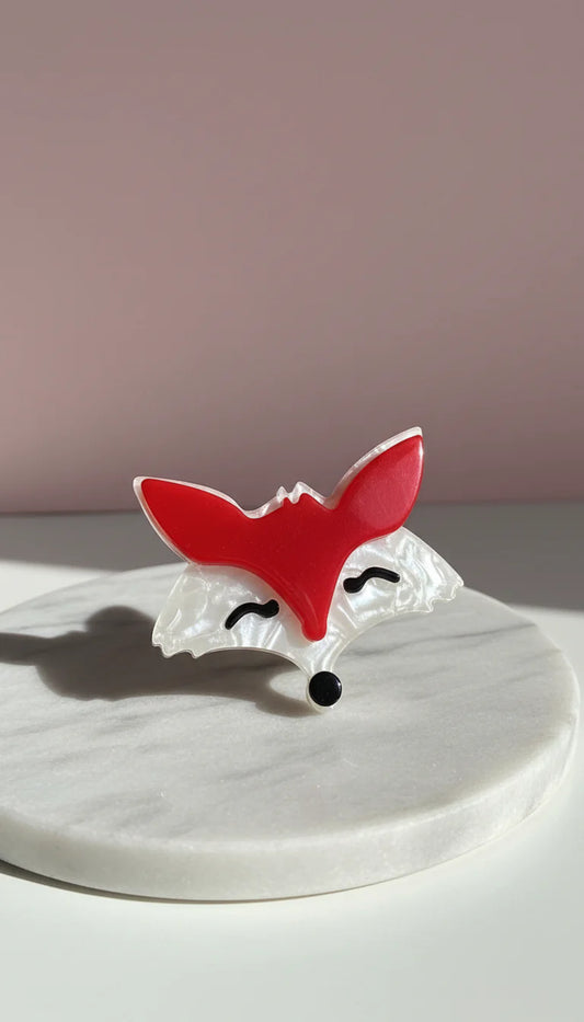 Acrylic Glossy Fox Face Brooch