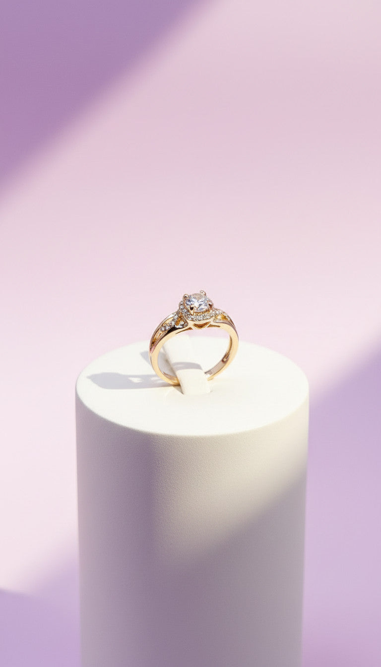 Wavey Crystal Ring Gold Box set of 12