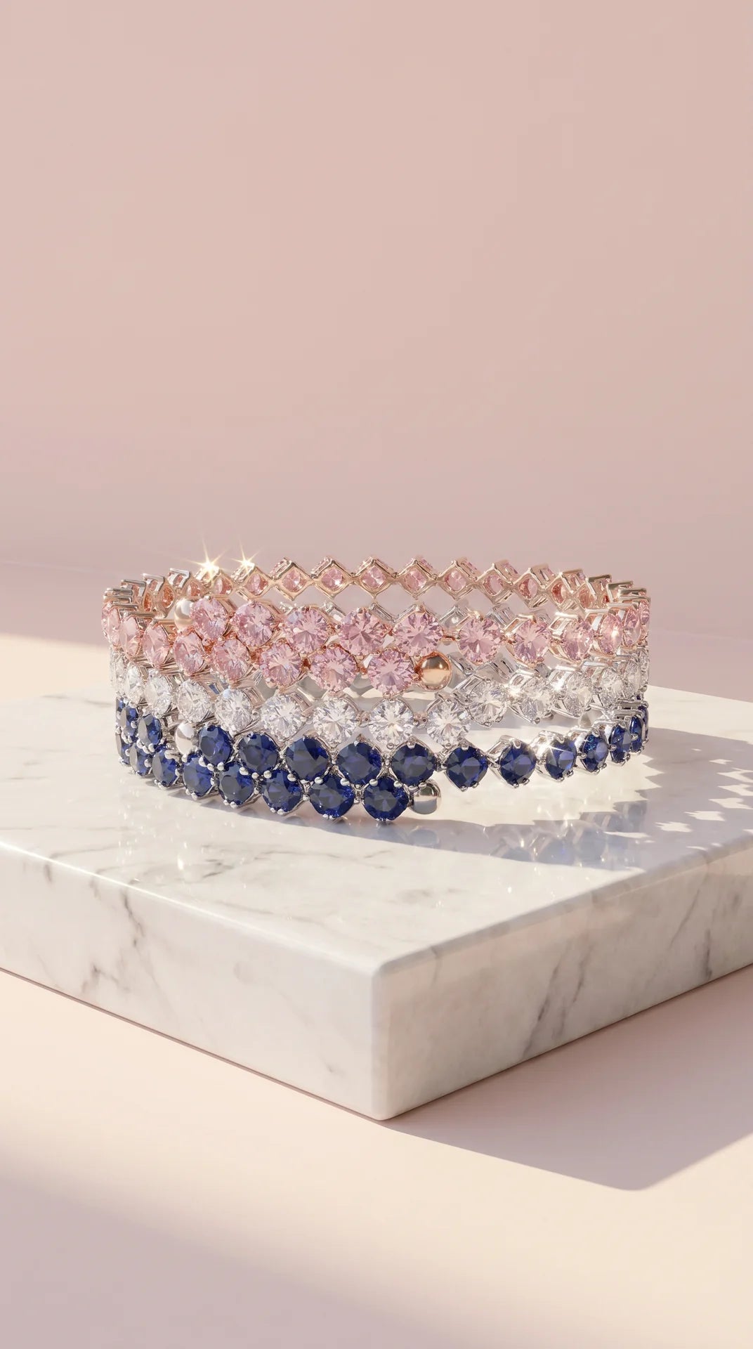 Stretchy Square Cut Crystal Free Size Bracelet Cuff