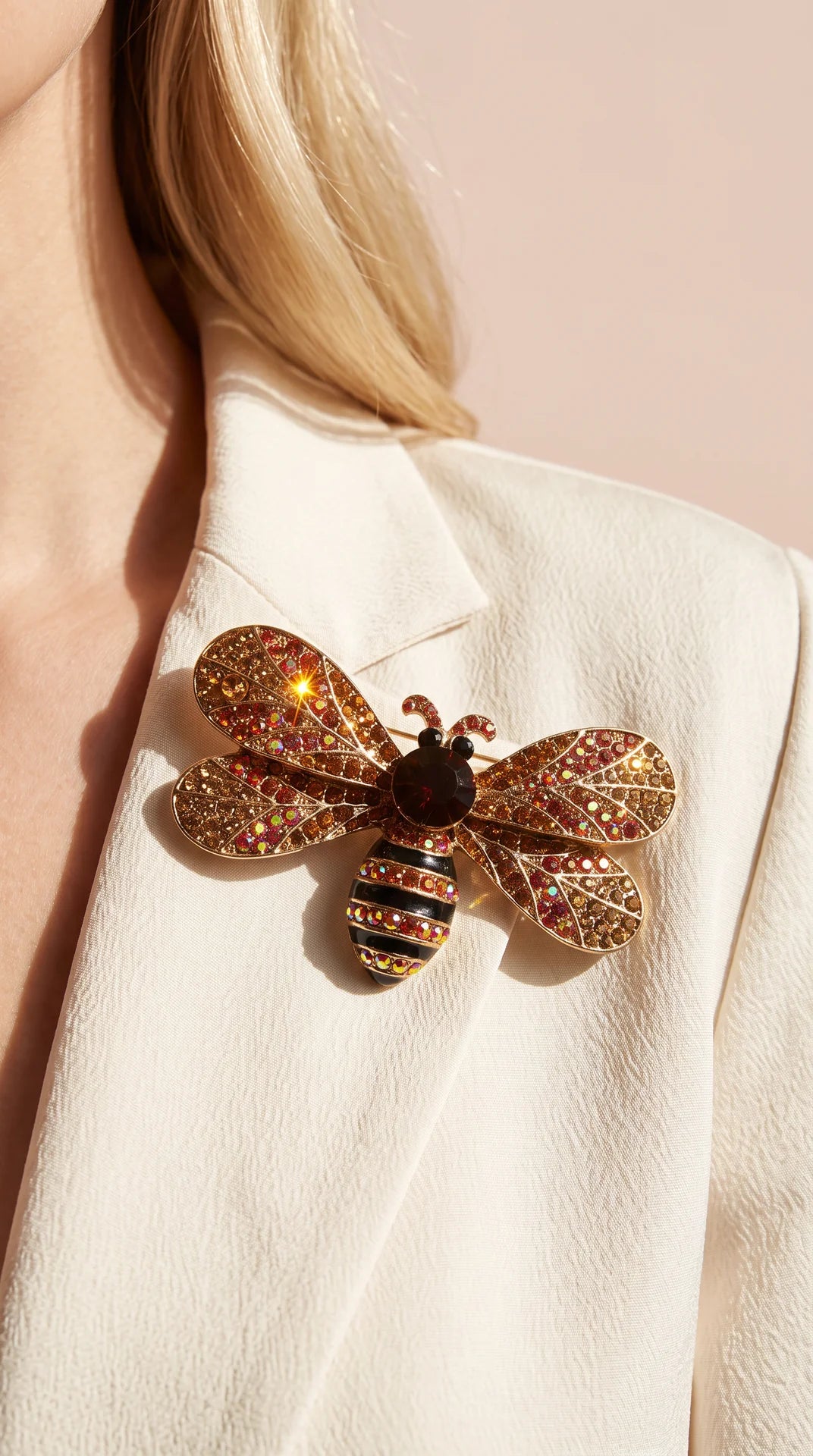 Bee Oversized Crystal Brooch Pin
