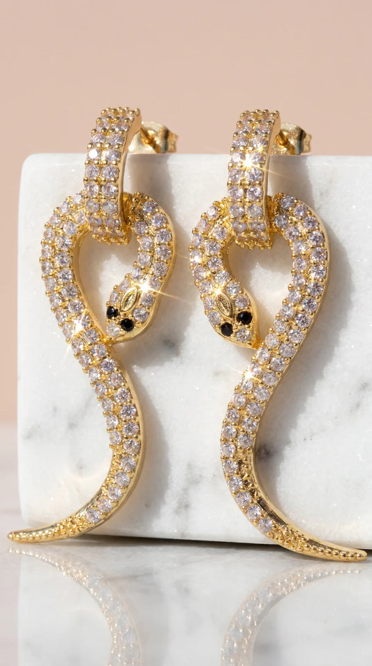 Pavé Crystal Snake Drop & Dangle Earrings