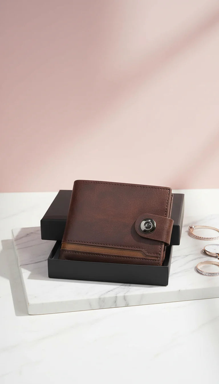 Two Tone Leather Wallet With Gift Box