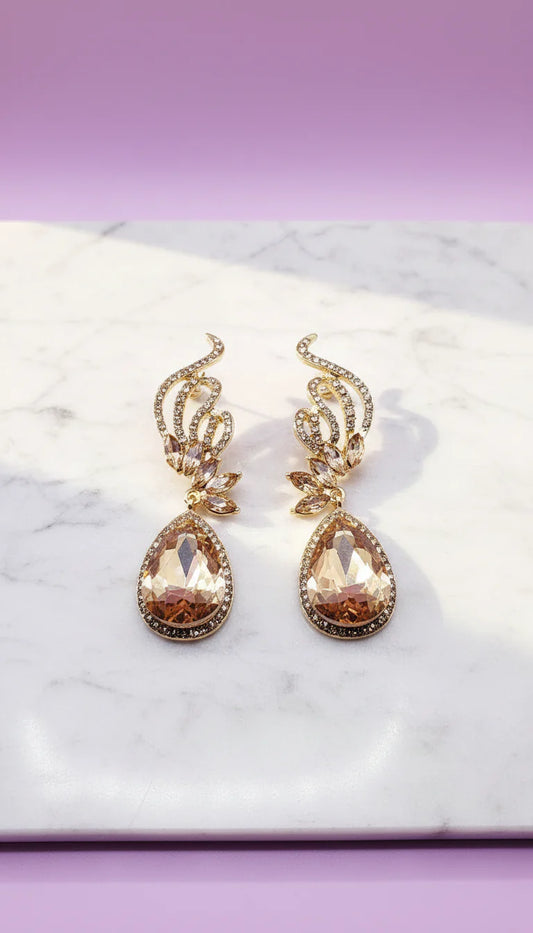 Curved Crystal Drop & Dangle Earrings