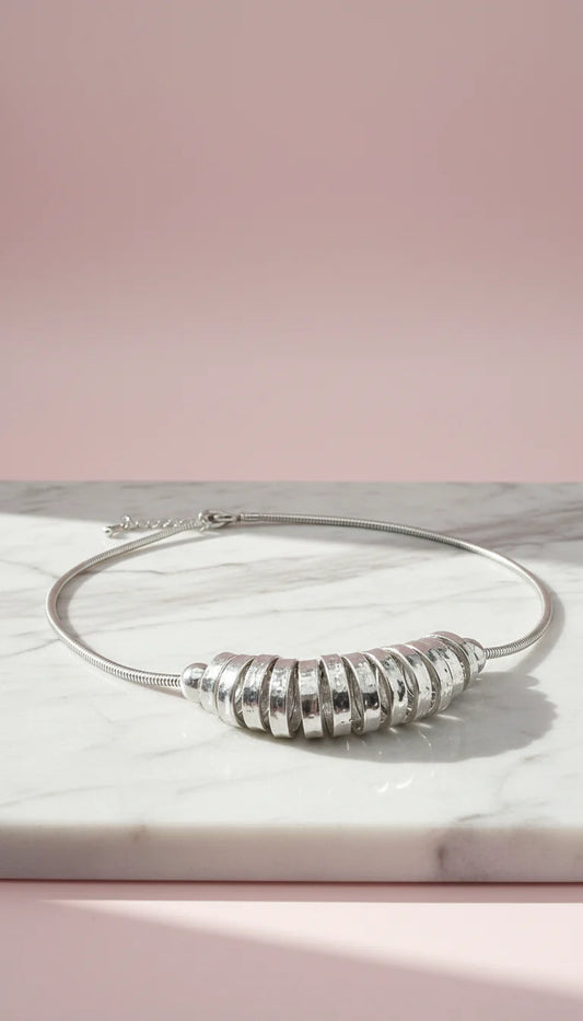 Silver Abstract Statement Necklace