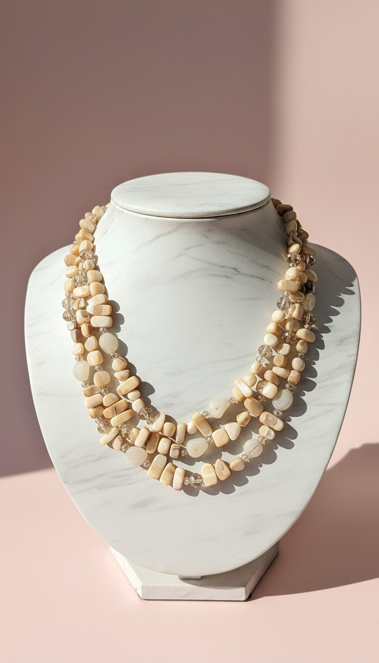 Resin Boho Layered Long Beaded Necklace