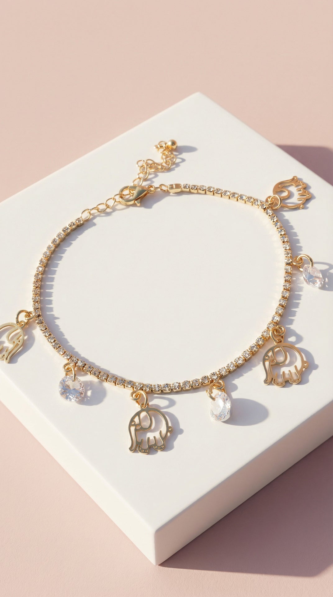 Elephant Crystal Chain Link Anklet