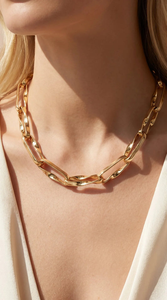 Paper Clip Plated Chain Necklace