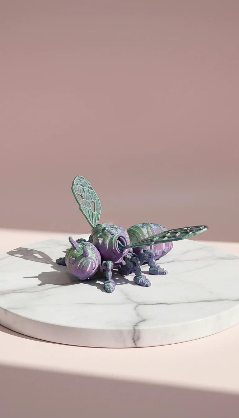 3D Printed Articulated Fantasy Wasp Figurine: Bioplastic