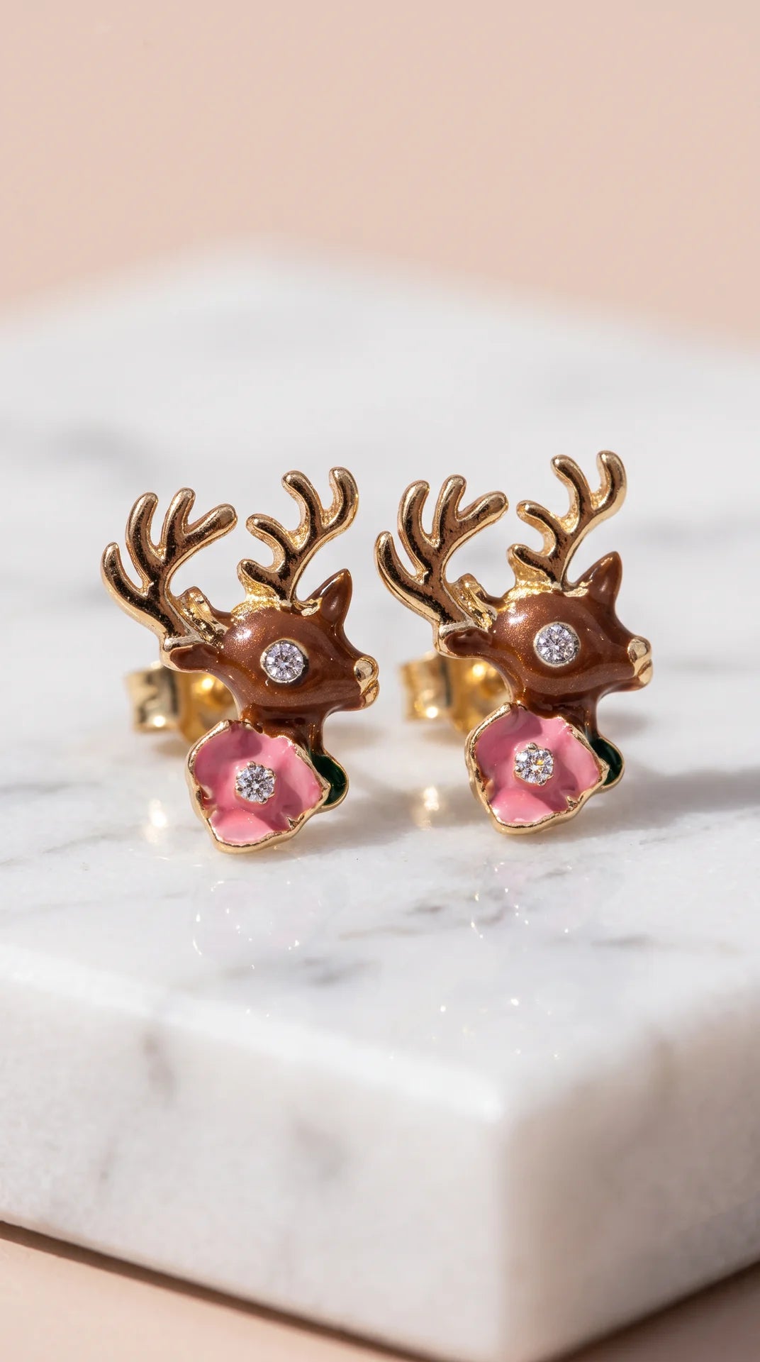 Reindeer Crystal Festive Stud Earrings
