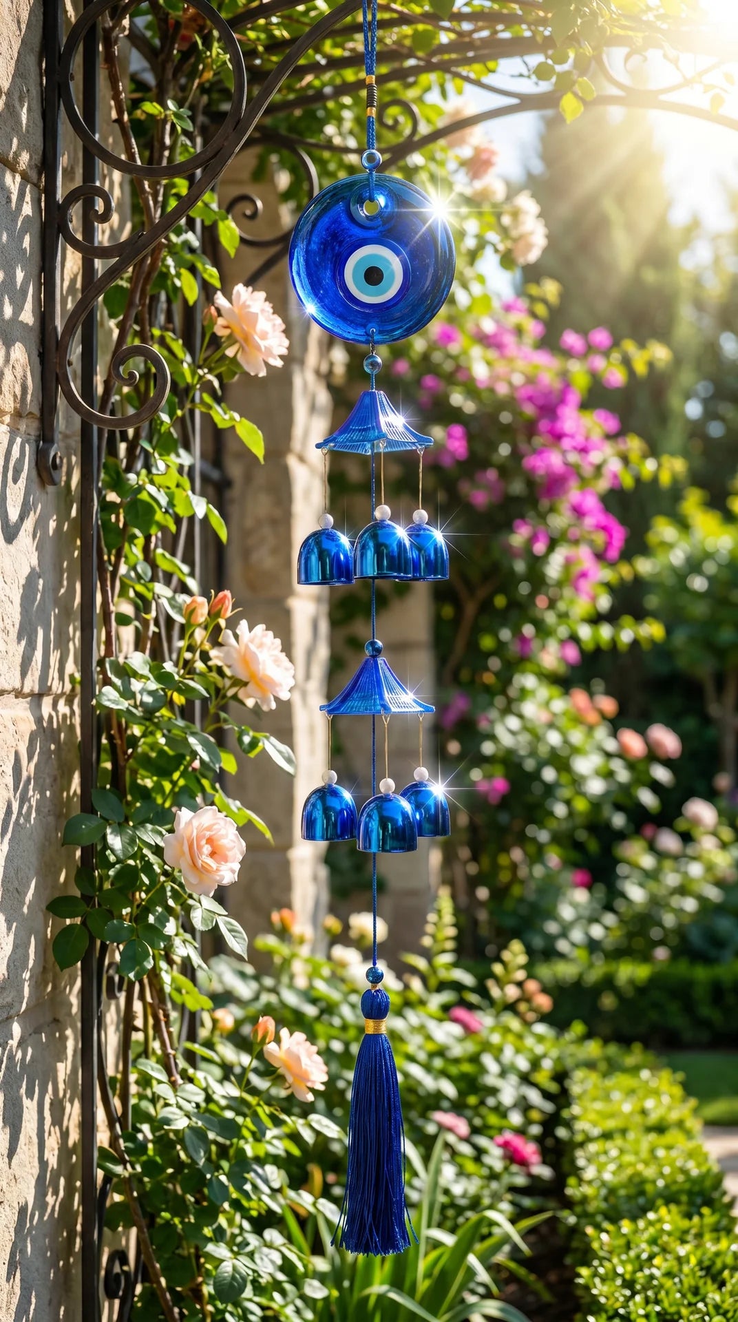 Evil Eye Blue Tassel Wind Chime
