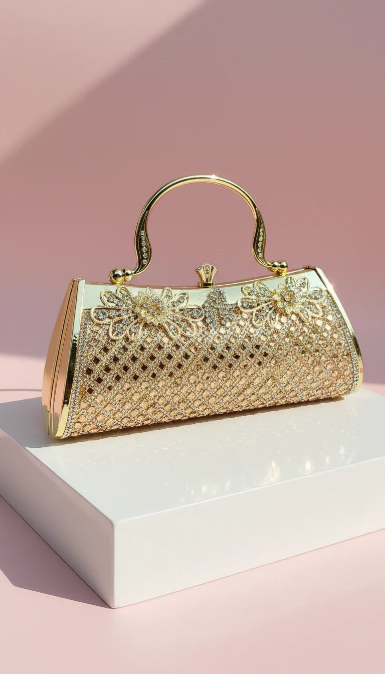 Mirrored Decor Oblong Crystal Clutch bag