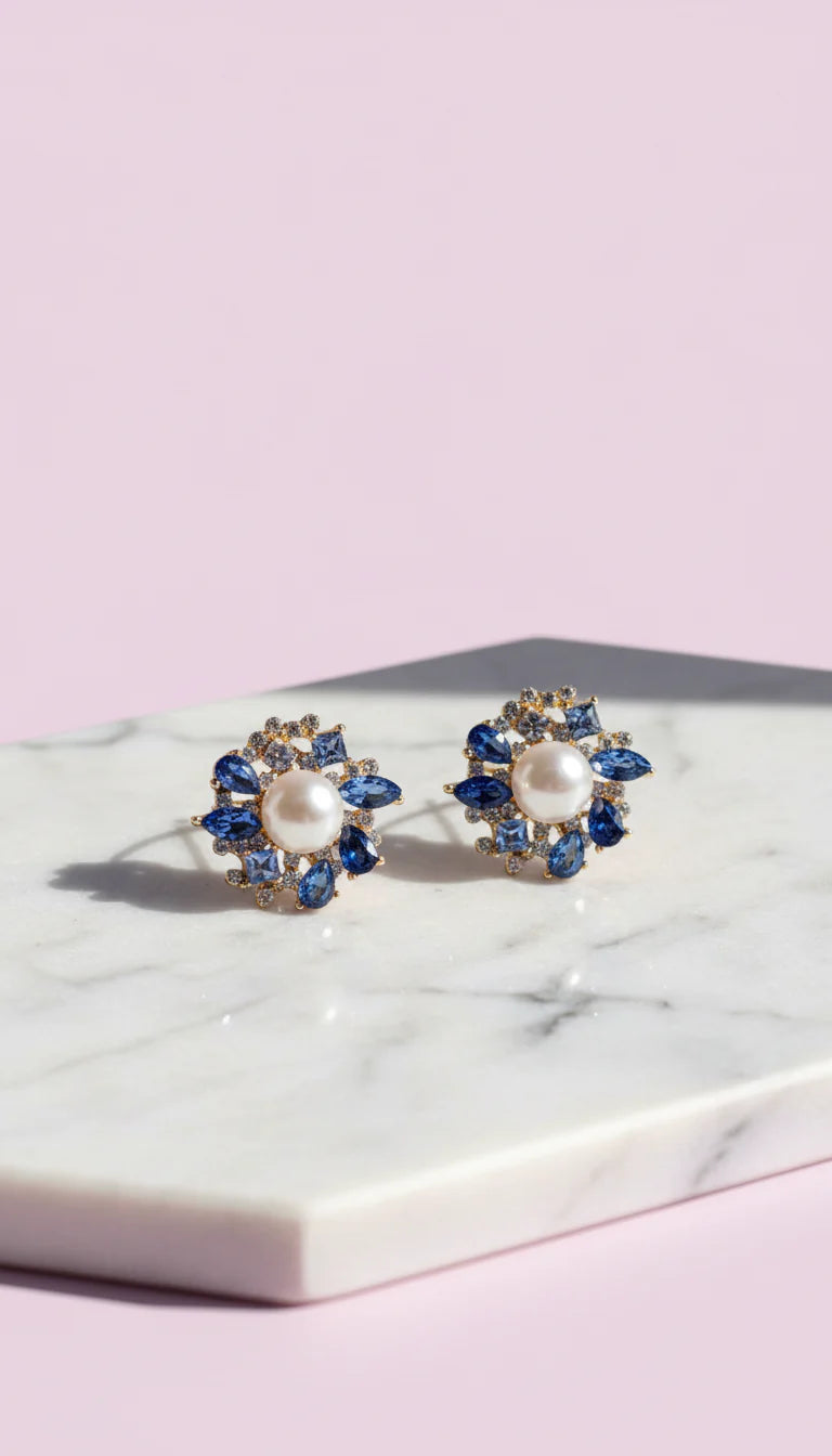 Pearl & Crystal Stud Earrings