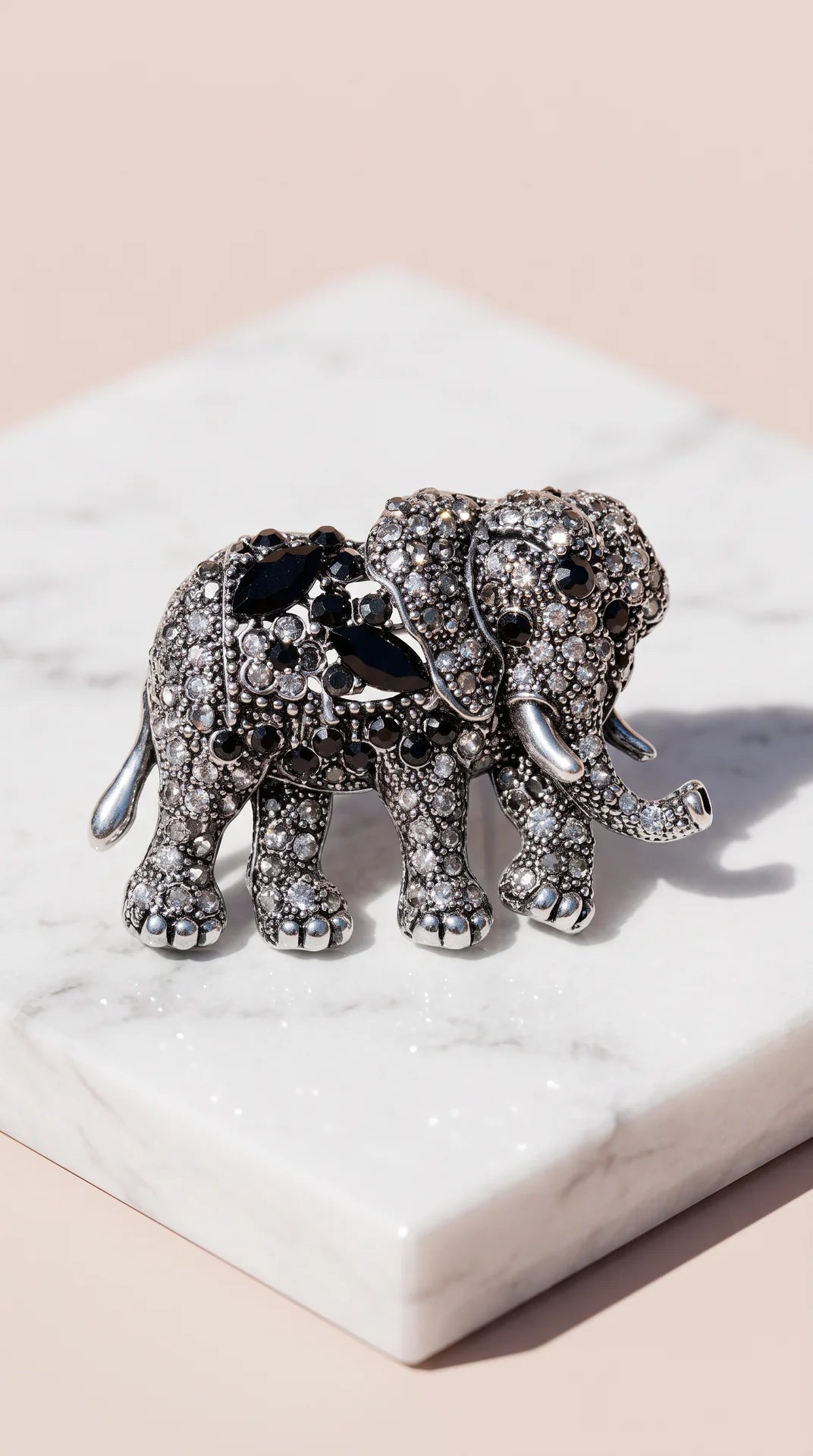 Elephant Crystal Brooch Pin