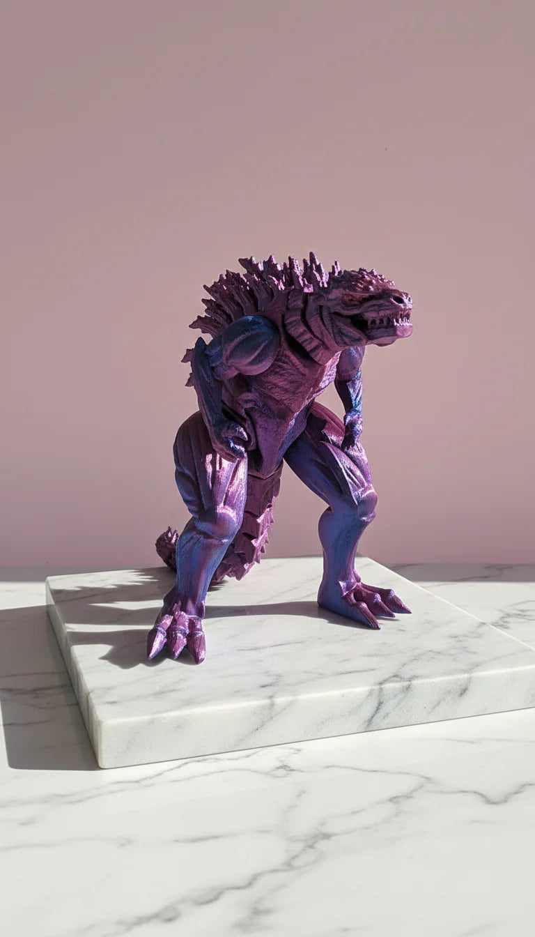 3D Printed Articulated Fantasy Standing Dragon Figurine: Bioplastic