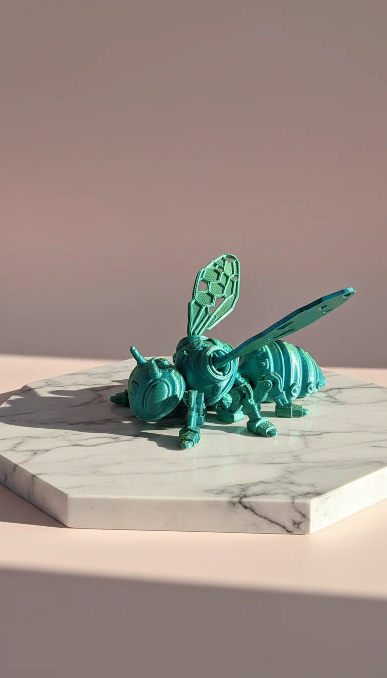 3D Printed Articulated Fantasy Wasp Figurine: Bioplastic