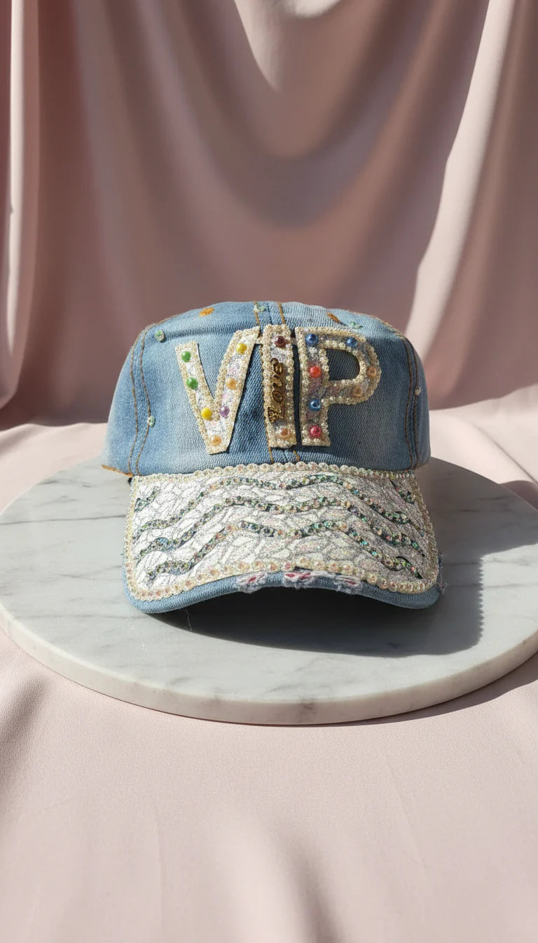 Denim Jewelled Baseball Cap
