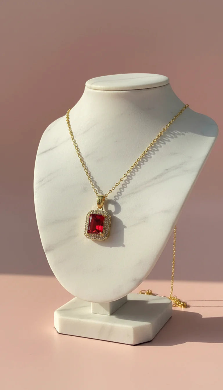 Oblong Crystal Pendant Necklace