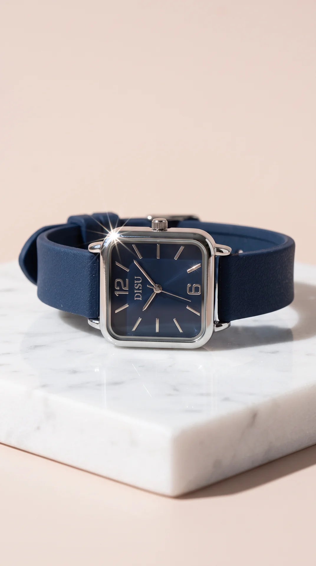 Classic Square Dial Quartz Watch – Silicone-Style Strap