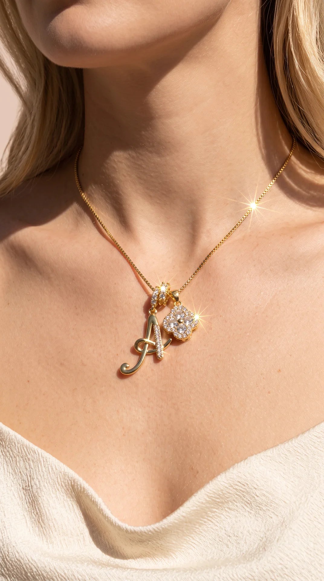 Clover Initial Personalised Gold Plated Pendant Necklace