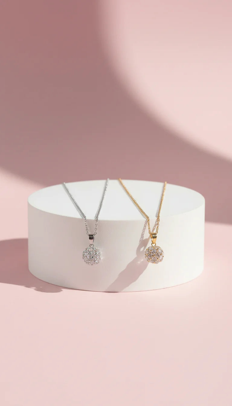 Sphere Shaped Crystal Pendant Necklace