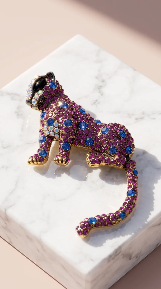 Crystal Leopard Statement Brooch